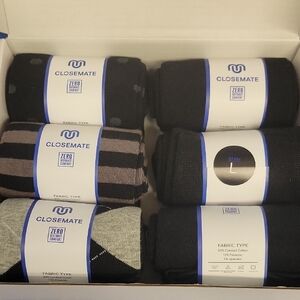 Closemate Men's Multicolors Dress Socks Set of 6 Size Large